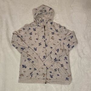 Mossimo Waffle Floral Lightweight Zip-Up Hoodie Medium Casual Cottagecore Fairy